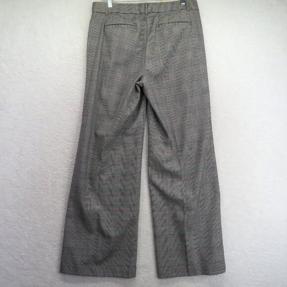 LOFT Pants Womens 10 Gray Plaid High Waist Trouser Wide Leg Stretch Career - Picture 3 of 11